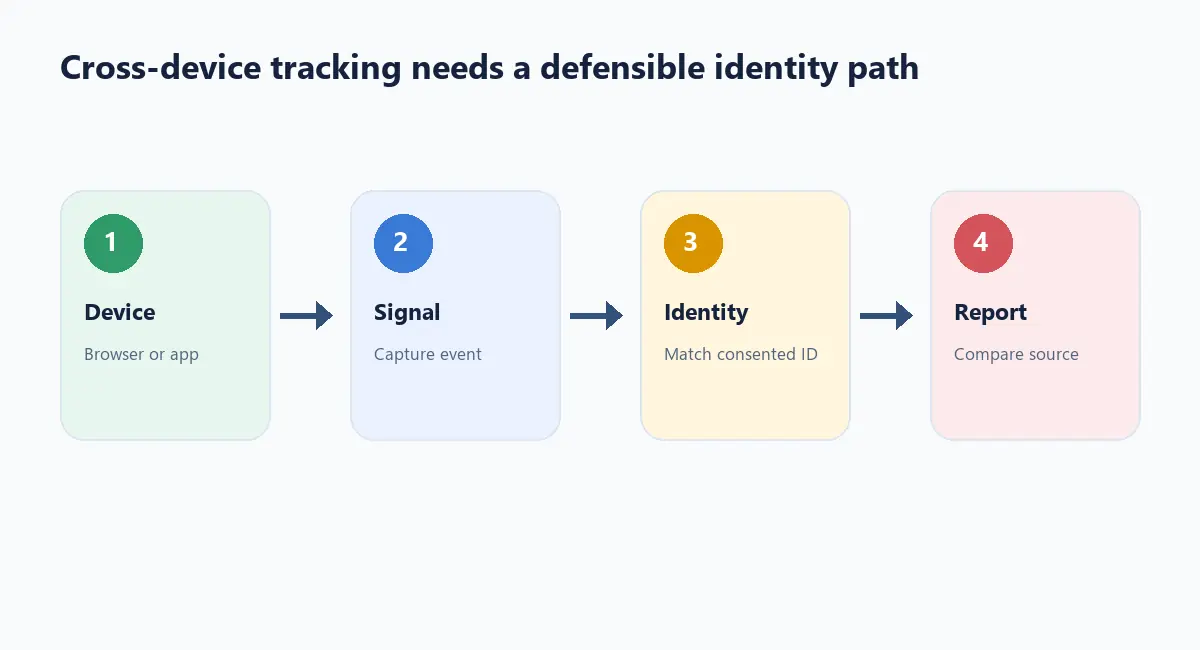 How to Set Up Cross-Device Tracking for iGaming Affiliate Traffic — Cross Device Tracking iGaming Affiliates Privacy-aware flow from mobile click through consent, login, desktop deposit and attribution