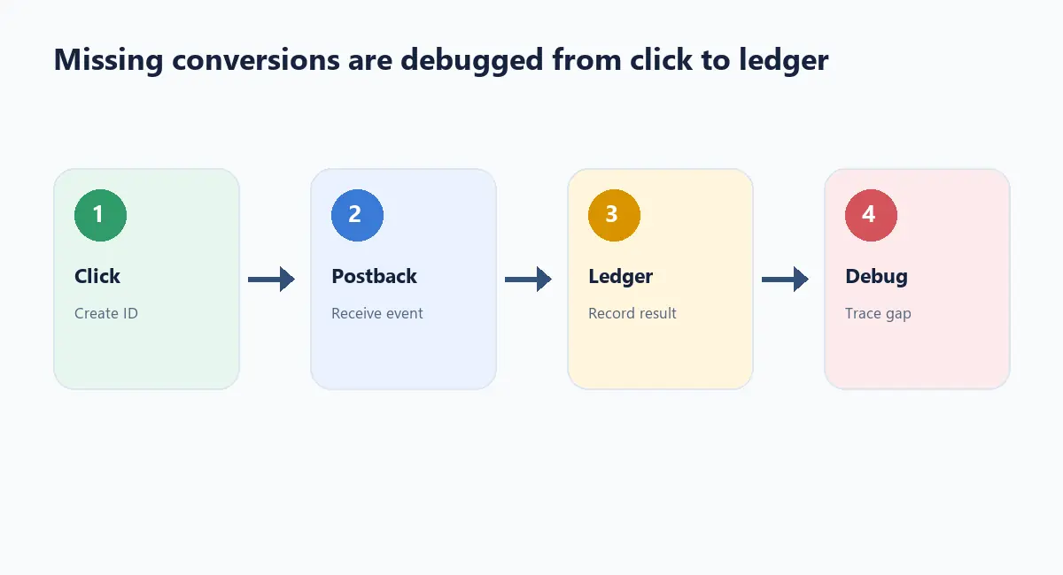 How to Troubleshoot Missing Conversions in iGaming Affiliate Software – fix missing affiliate conversions igaming Debug workflow for missing affiliate conversions from click through postback and ledger