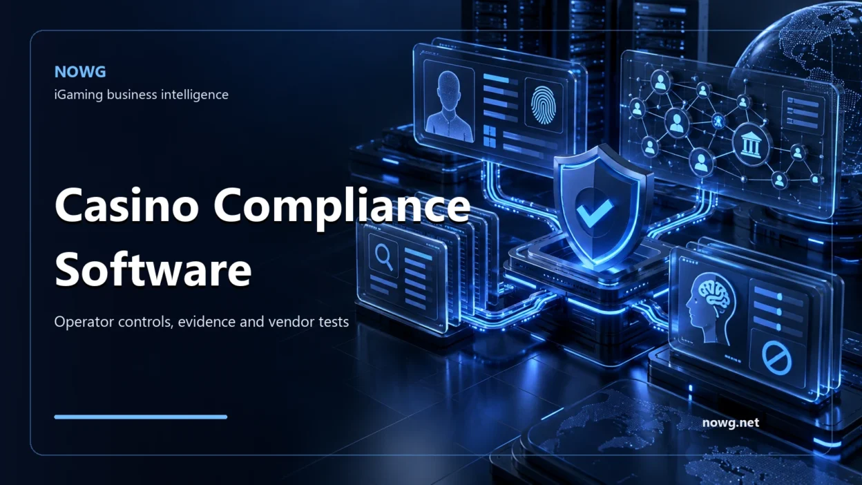 Blue casino compliance system linking identity checks, financial-crime review, safer-gambling controls and audit evidence
